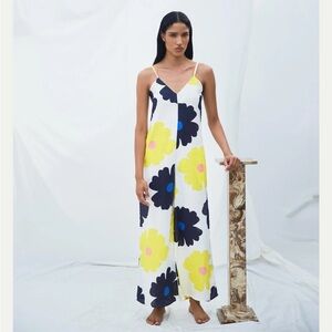 Cala de la Cruz Paulina floral printed linen jumpsuit Sz S